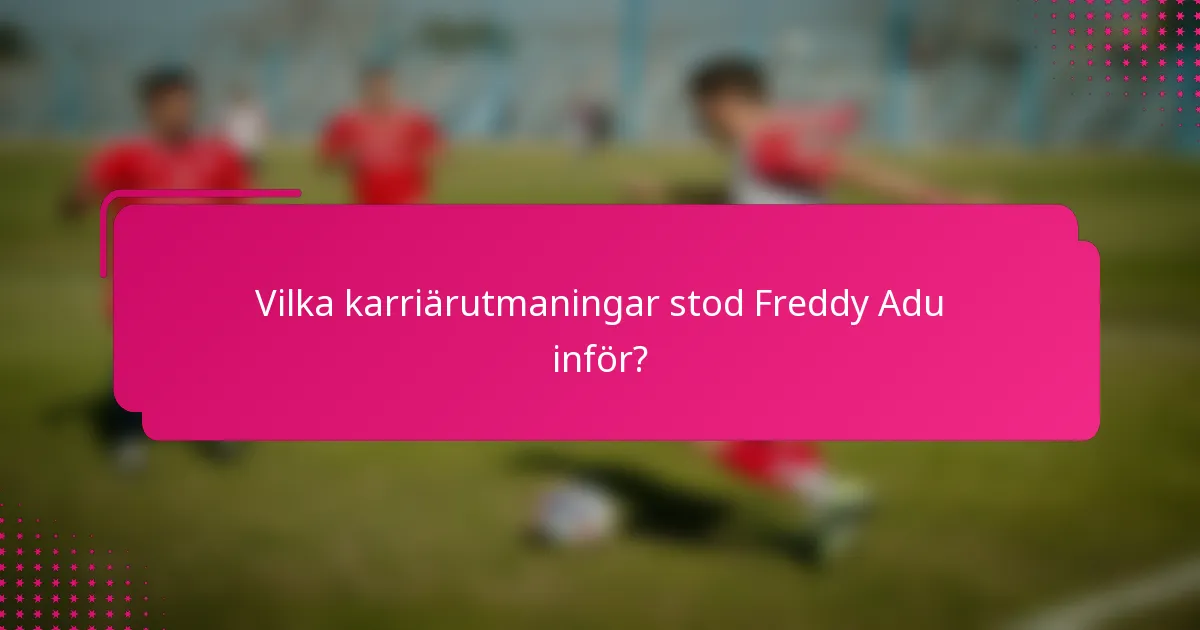 Vilka karriärutmaningar stod Freddy Adu inför?