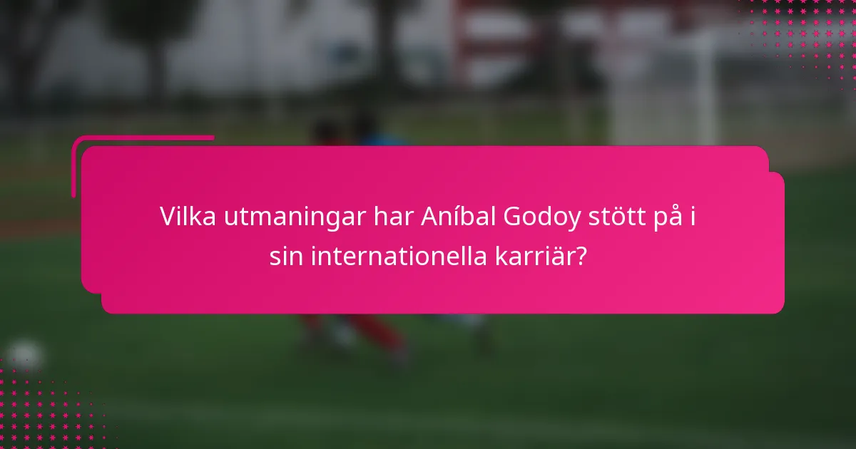 Vilka utmaningar har Aníbal Godoy stött på i sin internationella karriär?