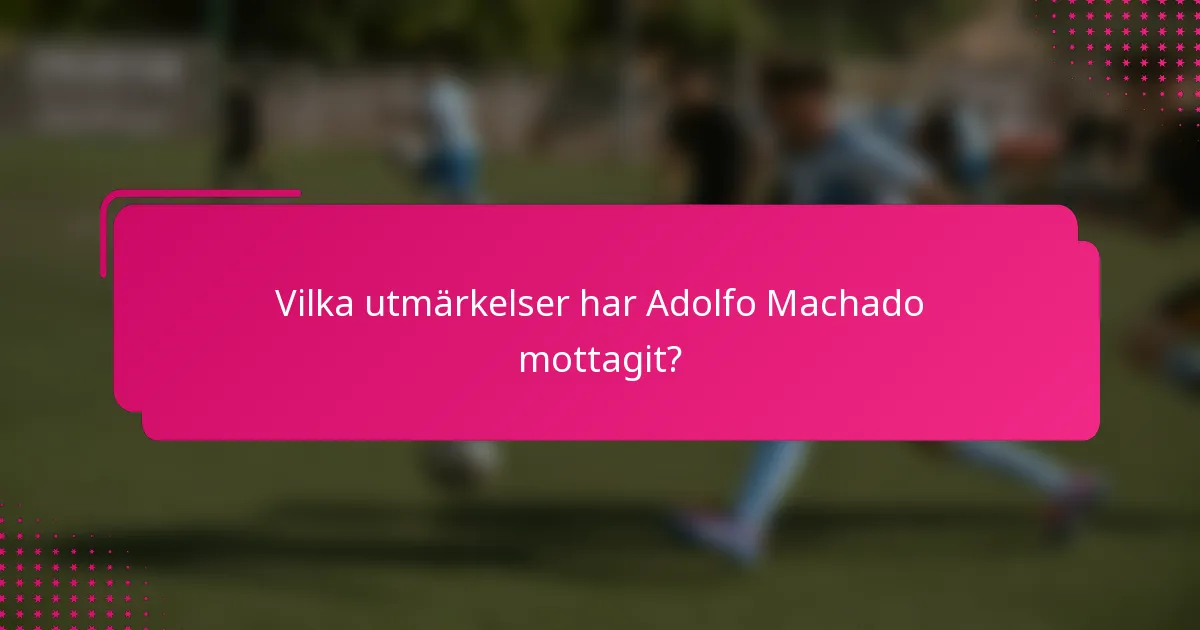 Vilka utmärkelser har Adolfo Machado mottagit?