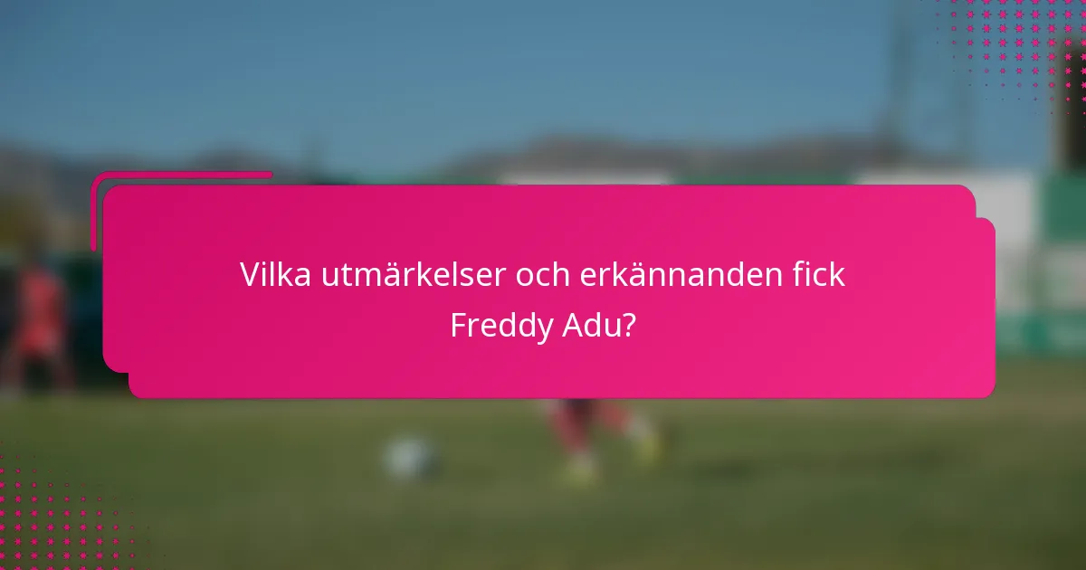 Vilka utmärkelser och erkännanden fick Freddy Adu?